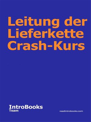 cover image of Leitung der Lieferkette Crash-Kurs